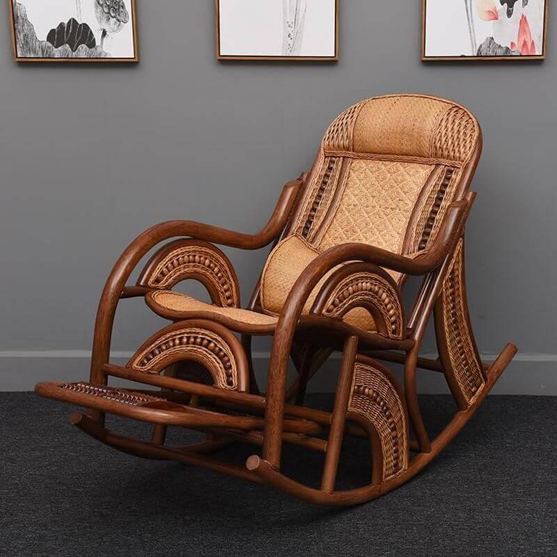 Traditional Rattan Rocking Chair in Walnut