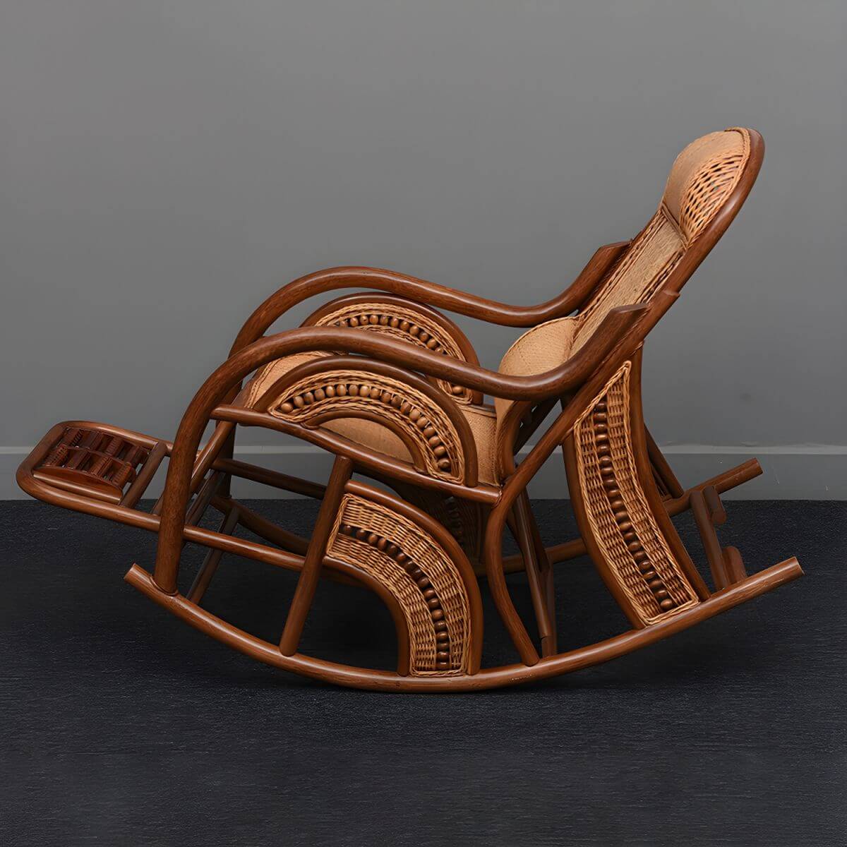 Interior view of rattan rocking chair