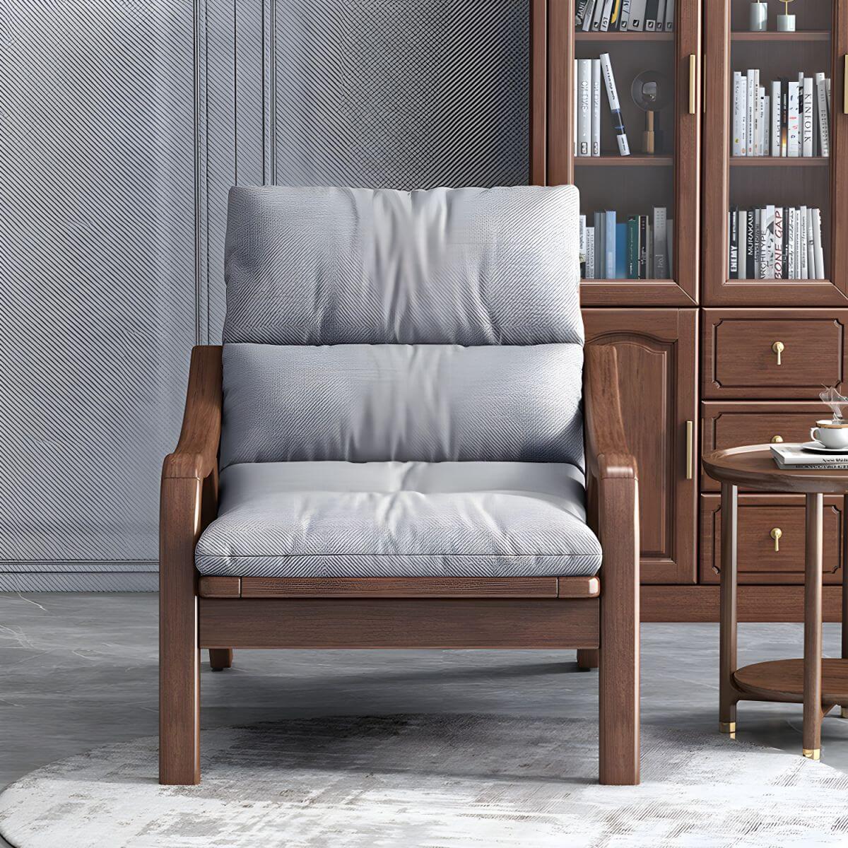 Elegant beige linen blend upholstery recliner