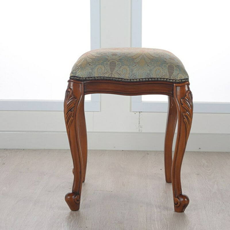 Coffee colored wood vanity stool