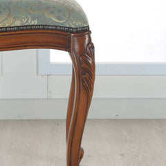 Wooden vanity stool with upholstered seat