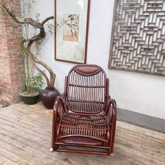 Traditional solid wood coffee rocking chair in living room