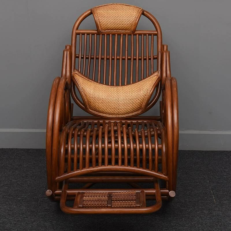 Traditional solid wood rocking chair with slat back