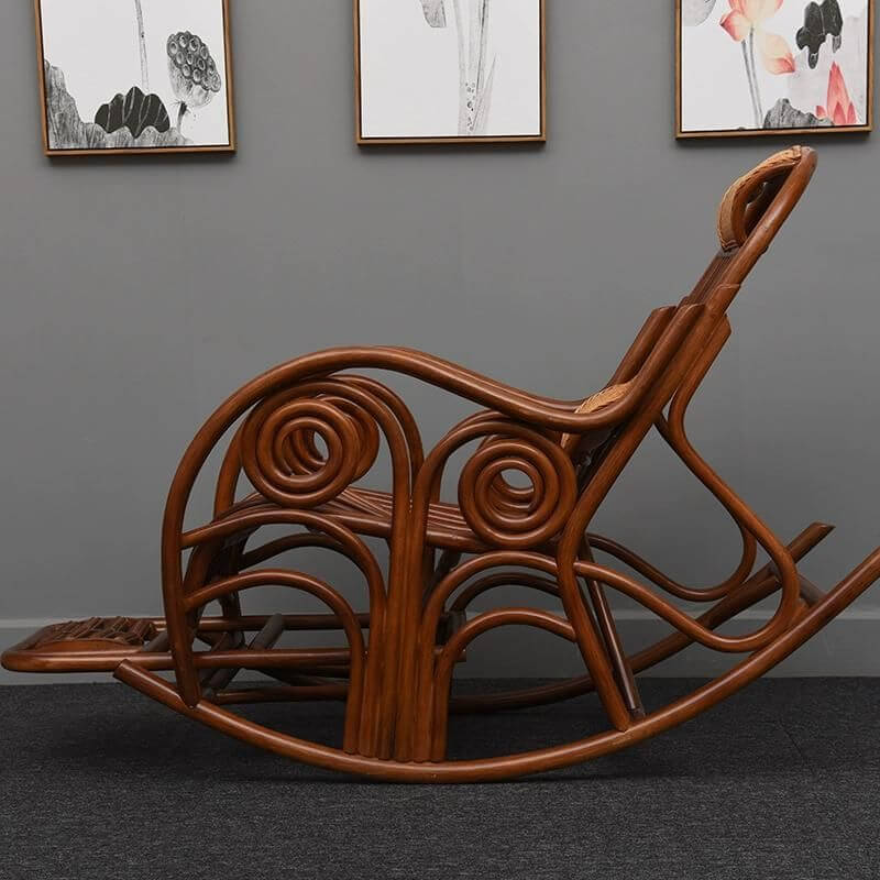 Traditional Solid Wood Indoor Rocking Chair with Slat Back and Recessed ...