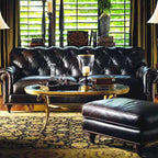 Compact black accent stool for living room