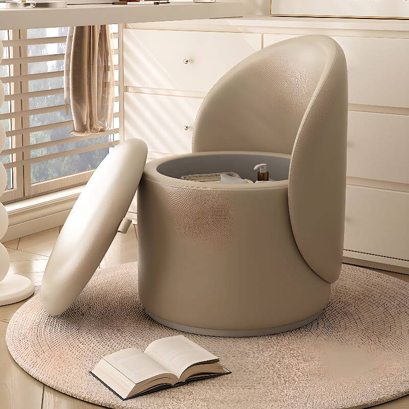 Trendy Citrus Color/Grey/Khaki Upholstered Storage Ottomans, Drum/Solid Color, Back/Repository Secondary image