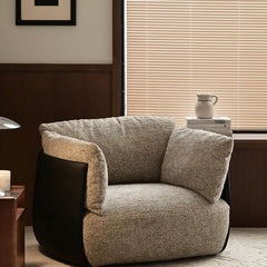 trendy dove grey accent chair side view