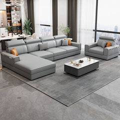 Trendy Dove Grey L-Shape Sofa Chaise