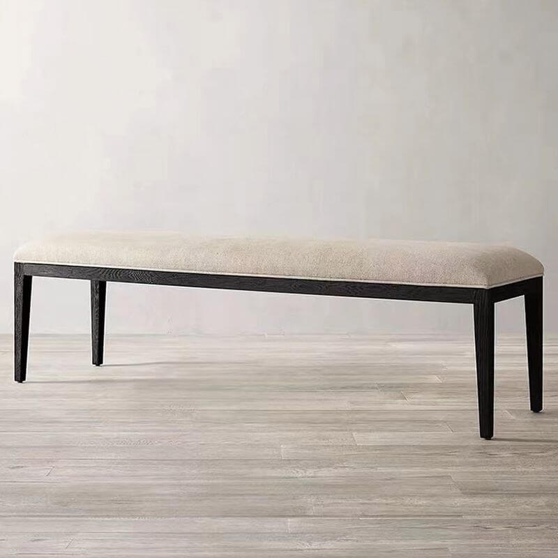 Cushioned Accent Bench with Natural Wood Legs