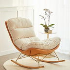 Trendy faux leather rocking chair with footstool
