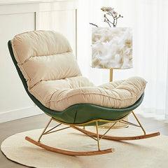 Trendy faux leather rocking chair with footstool