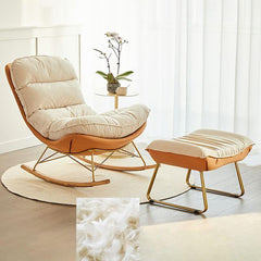 Trendy faux leather rocking chair with footstool