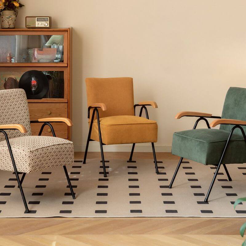 Close-up of the corduroy fabric on the chair