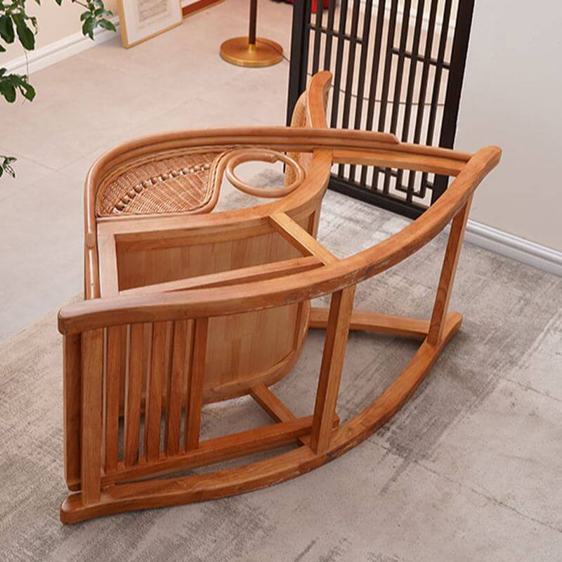 Trendy Natural Wood Rocking Seat with Cushioned Upholstery and Track ...