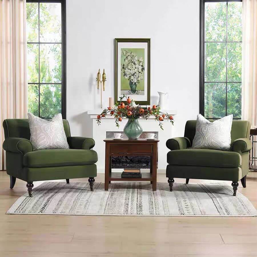 Lime green accent chair front view Main image