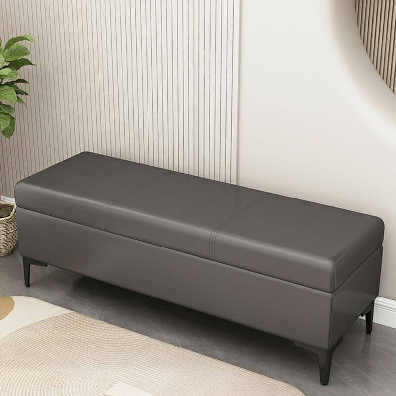 Trendy rectangle storage ottoman in slate blue