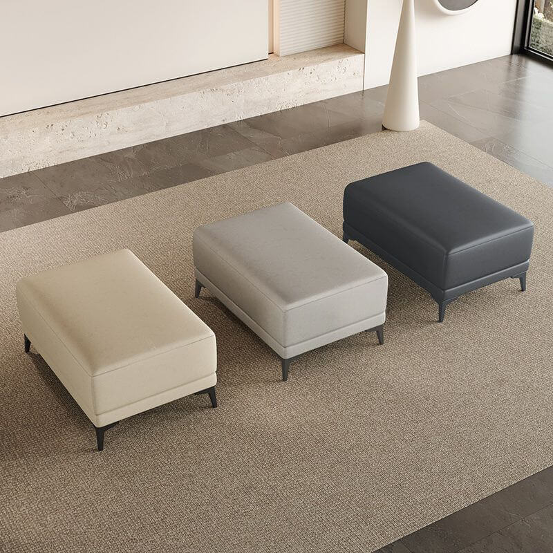 Trendy Rectangle Solid Color Ottoman in Grey