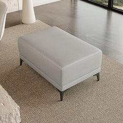 Beige Faux Leather Rectangle Ottoman