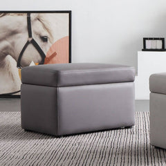 Trendy Rectangle Solid Color Storage Ottoman in Dark Gray