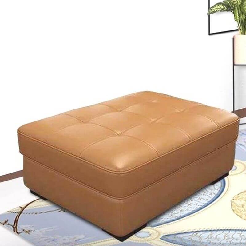 Trendy rectangular sponge footstool in sepia color