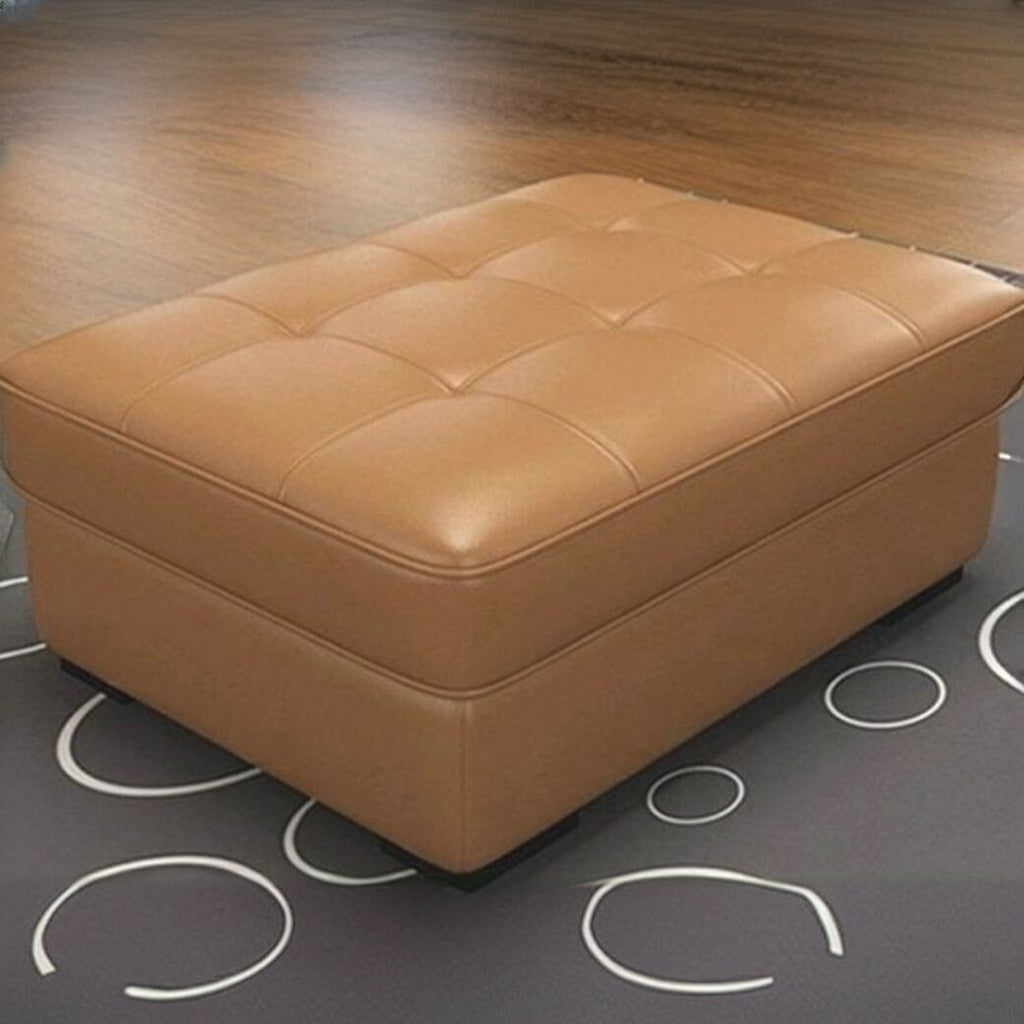 Orange upholstered footstool for vibrant spaces