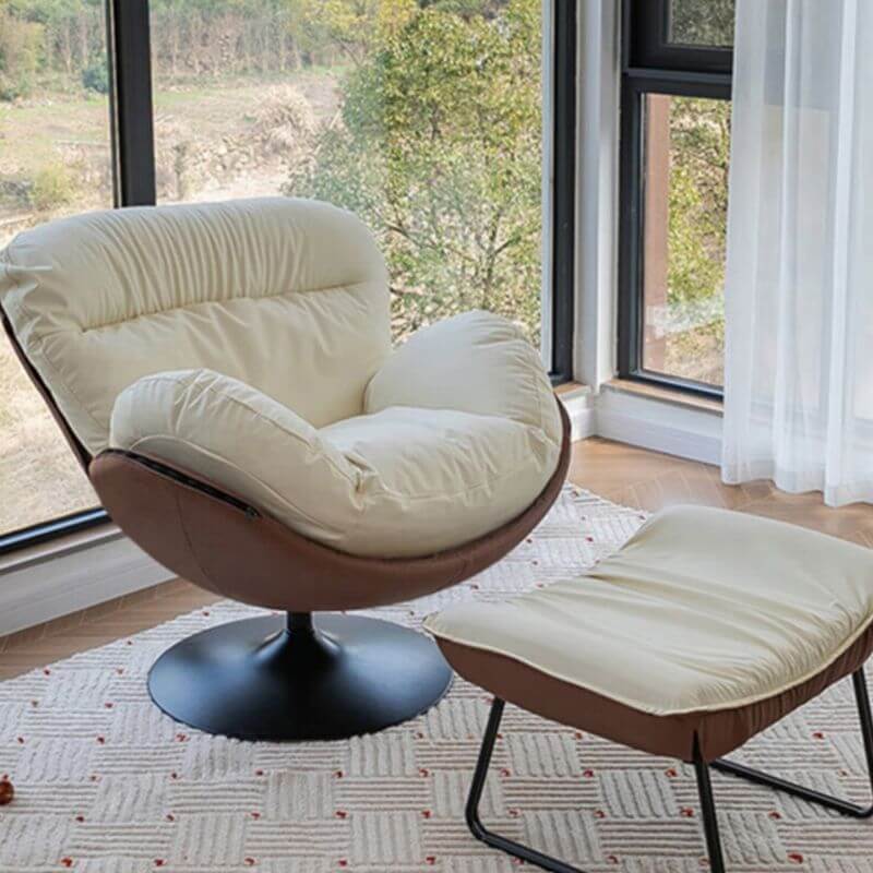 Trendy rotatable accent chair with ottoman in living room Image principale du produit