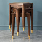 Trendy Solid Color Accent Stool with Dove Grey Upholstery