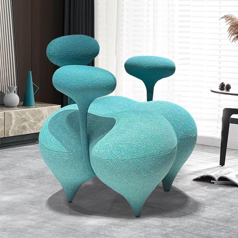 Fauteuil à accoudoirs moderne en couleur unie avec dossier fixe et rembourrage multicolore, quatre pieds, accoudoirs, boutonné Image secondaire du produit