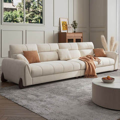 Trendy Solid Color Ivory Sofa Couch in modern living room