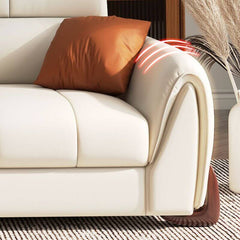 Comfortable ivory sofa with plush cushions