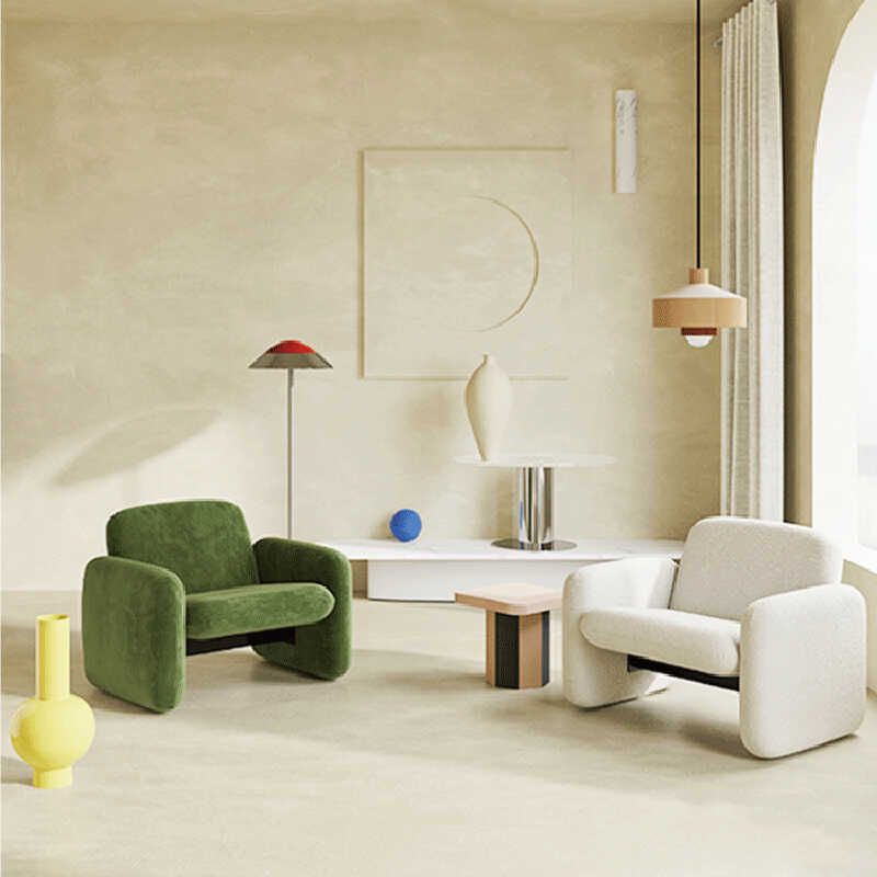 Sillón de Acento de Color Sólido Moderno en Verde Lima/Azul/Limón con Respaldo Fijo y Reposabrazos Imagen secundaria del producto