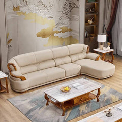 Scratch-proof beige sofa with plush cushions