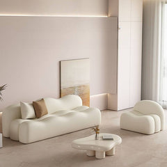 Trendy solid color sofa in chalk