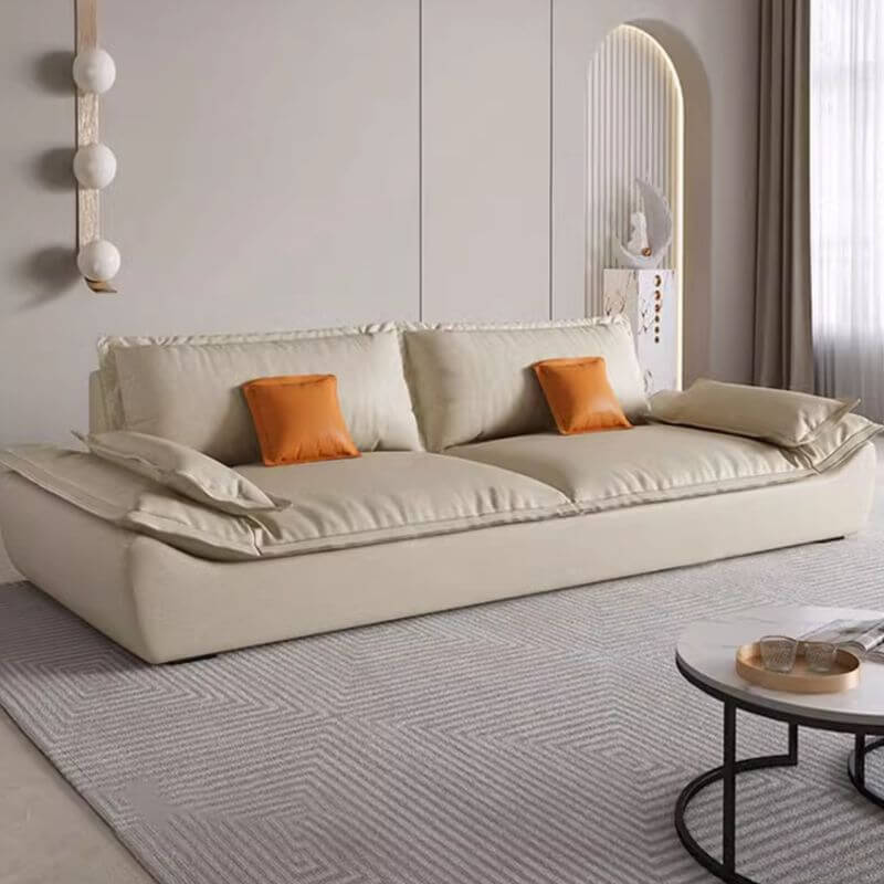 Sofá/ loveseat estándar trendy color sólido resistente al agua en crema, asientos 4/3/2 con funda