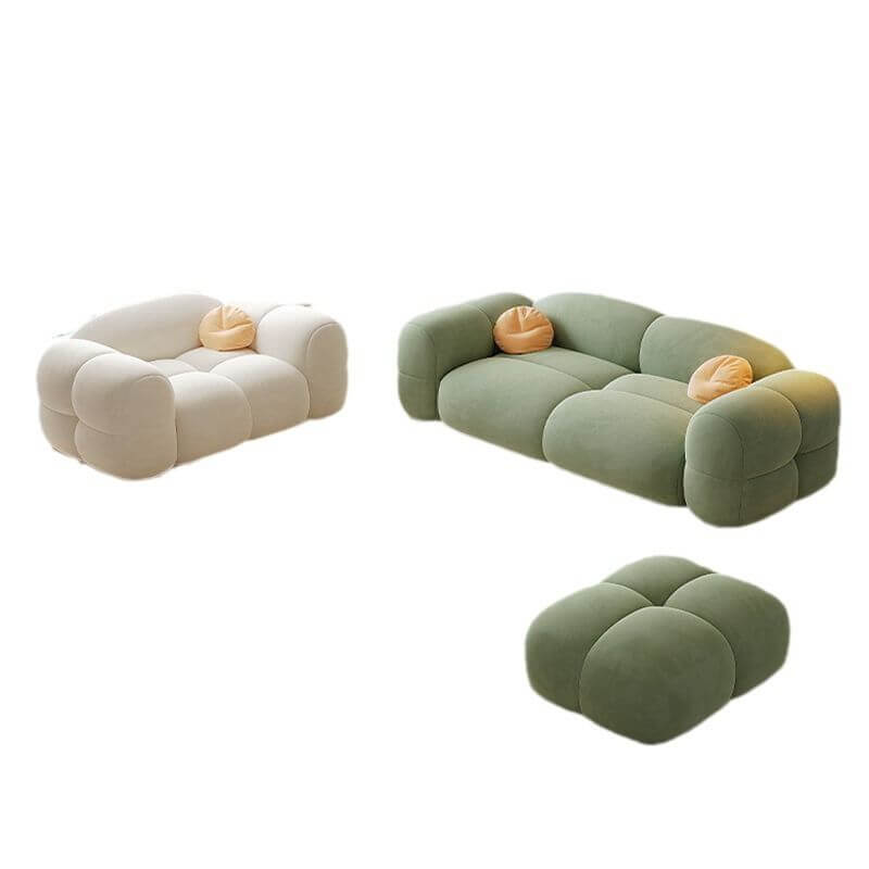 Sofá Estándar de Moda en Verde Claro/Crema/Cítrico para 4 con Patrón de Color Sólido Imagen secundaria del producto