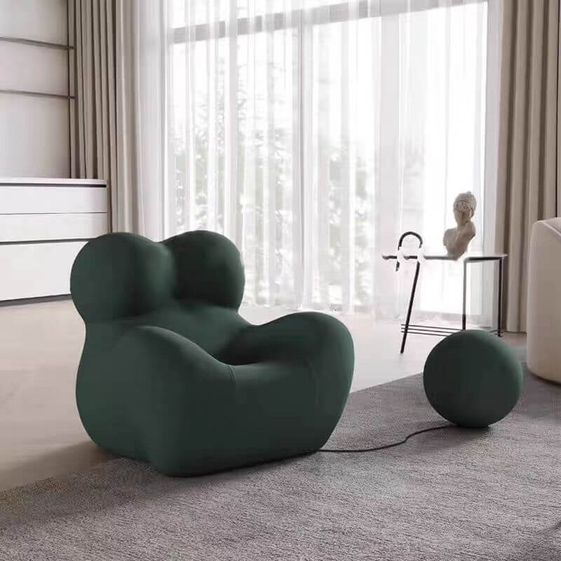 Solid color arm chair in mustard with coordinating ottoman Main image