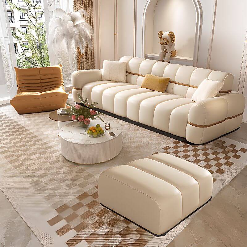 Trendy white sofa front view Main image