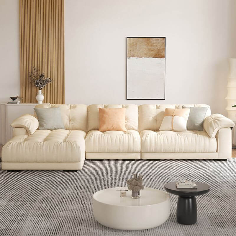 L-Shape Sofa Chaise with cushions