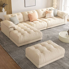 Cream sofa chaise in living room setting