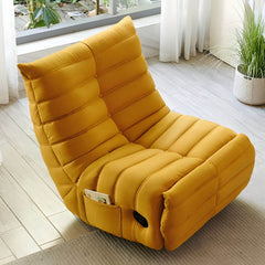 Tufted modern rocker recliner with lemon yellow suede upholstery