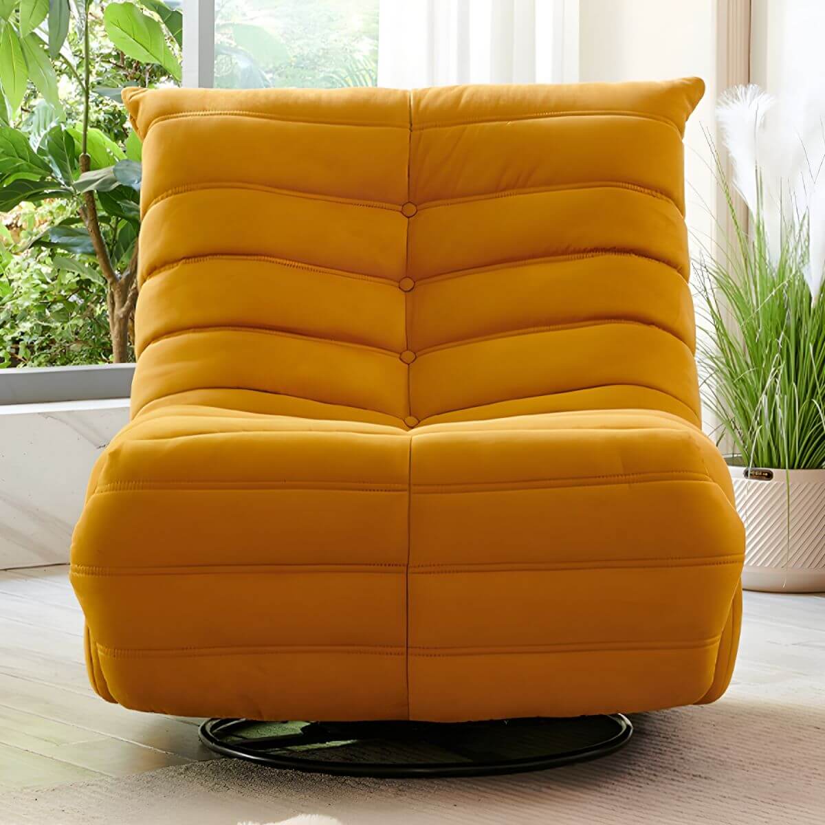 Fauteuil Reclinable Basculant Moderne Capitonné Caterpillar Chair Togo Sofa avec Revêtement en Suède et Rangement Intégré Image secondaire du produit