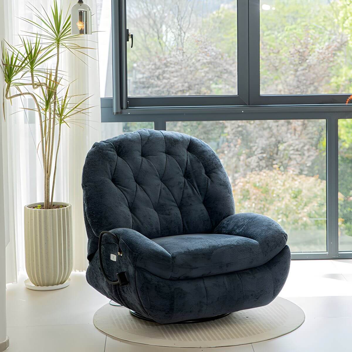 Tufted Swivel Rocker Recliner with Locking Back Angle Adjustment and ...