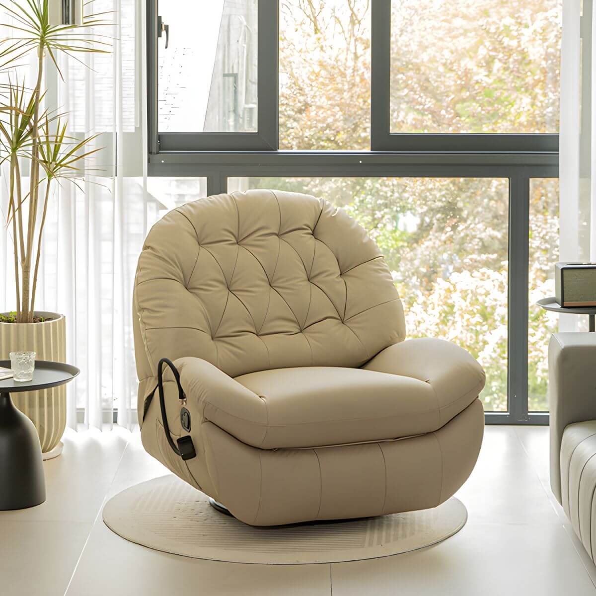Tufted Swivel Rocker Recliner with Locking Back Angle Adjustment and ...