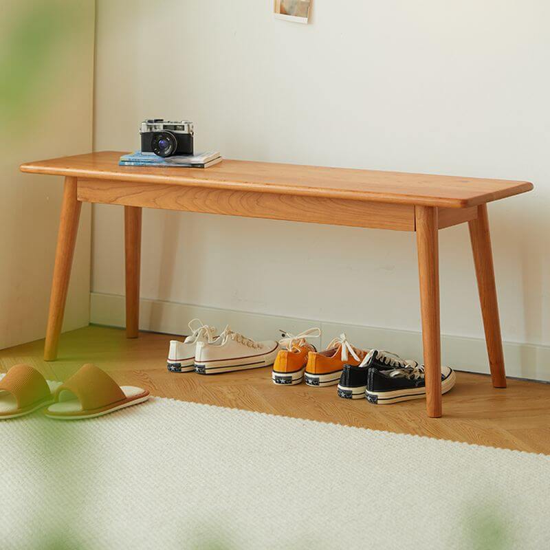 Natural finish dining bench with minimalistic design