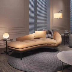 Upholstered chaise lounge with gray fabric