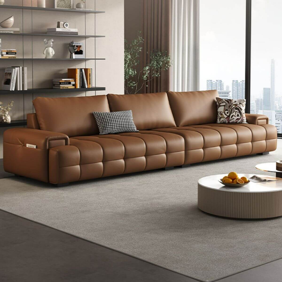 Victorian Mocha Floor Sofa in a stylish living room