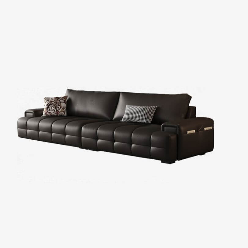 Cozy mocha sofa design with storage