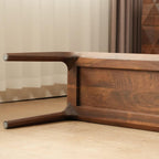 Long walnut wood bench for extra seating