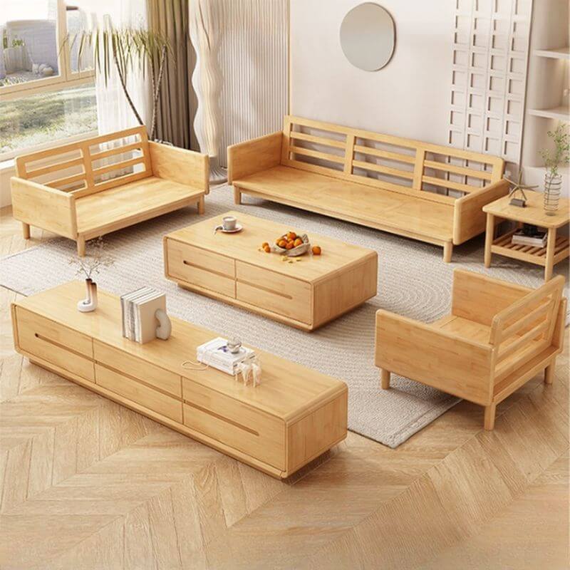 Natural Finish Wood Sofa