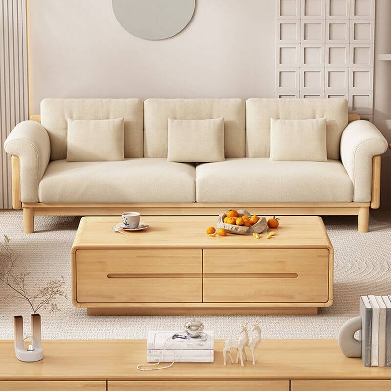 Three Plush Pillows on Sofa メイン画像